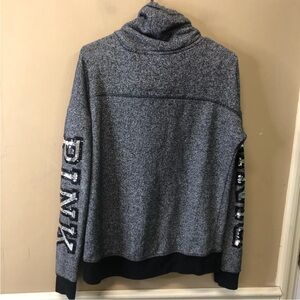 Victoria Secret Pink Cowl Neck Sweater Black Gray Silver Bling Sequins Size M